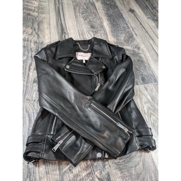 Bcbgeneration Black Leather Jacket 100% Authentic Leather Medium NWT MSRP $348 - Picture 2 of 12